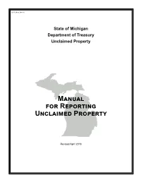 Manual for Reporting Unclaimed Property