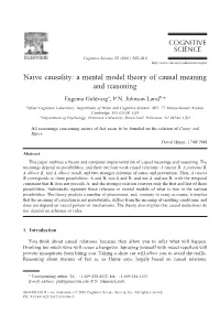 Naive Causality: a Mental Model Theory of Causal Meaning and Reasoning