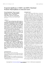 Prognostic Significance of MMP-1 and MMP-3 Functional Promoter Polymorphisms in Colorectal Cancer