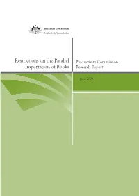 Restrictions on the Parallel Importation of Books, Research Report, Canberra