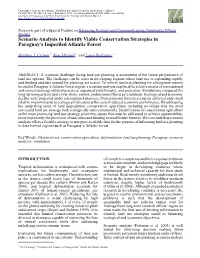 Scenario Analysis to Identify Viable Conservation Strategies in Paraguay's Imperiled Atlantic Forest
