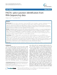 Splice Junction Identification from RNA-Sequencing Data Shaojun Tang1,2,3,4 and Alberto Riva1,2*