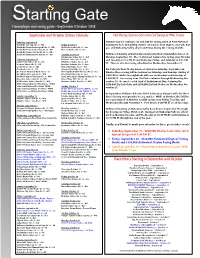 Starting Gate Newsletter (Sept&Oct 2018)