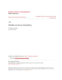 Studies in Stereochemistry Donald Charles Best Iowa State University