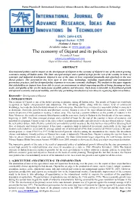 The Economy of Gujarat and Its Policies Priyanka R Patani Patani.Priyanka@Gmail.Com Gujarat University, Ahmedabad, Gujarat