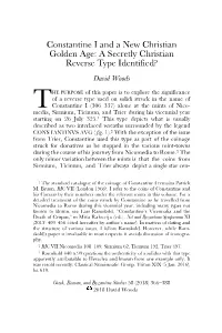 Constantine I and a New Christian Golden Age: a Secretly Christian Reverse Type Identified? David Woods