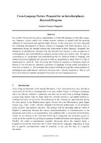 Cross-Language Poetics: Proposal for an Interdisciplinary Research Program