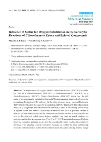 Influence of Sulfur for Oxygen Substitution in the Solvolytic Reactions of Chloroformate Esters and Related Compounds