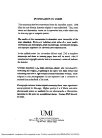 INFORMATION to USERS This Manuscript Has Been Reproduced
