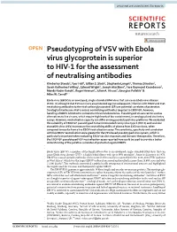 Pseudotyping of VSV with Ebola Virus Glycoprotein Is Superior to HIV-1 For