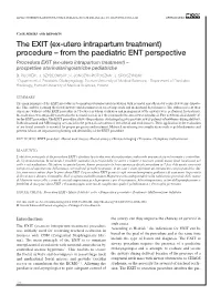 The EXIT (Ex-Utero Intrapartum Treatment) Procedure