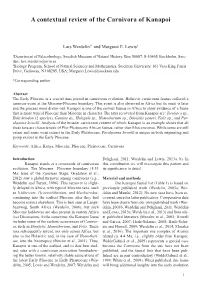 A Contextual Review of the Carnivora of Kanapoi
