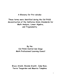 Glossary from Math Analysis