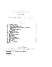 Topics on Calculus of Variations