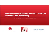 UCC “Battle of the Forms” and Arbitrability