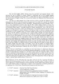 Ba English Syllabus for Semester Course