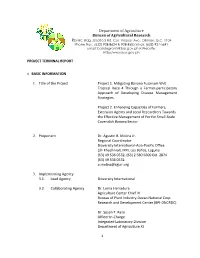 DA-BAR Terminal Report 2017: Mitigating Banana Fusarium Wilt