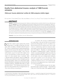Deaths from Abdominal Trauma: Analysis of 1888 Forensic Autopsies