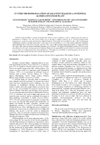 In Vitro Micropropagation of Solanum Villosum A