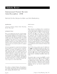 Industry Review Semiannual Patent Review July-December 1998