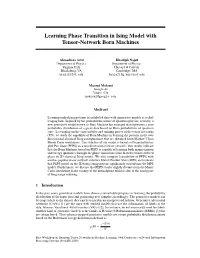 Learning Phase Transition in Ising Model with Tensor-Network Born Machines
