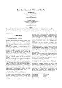 Lexicalised Systematic Polysemy in Wordnet Wim Peters Department of Computer Science University of Sheffield U.K