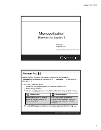 Monopolization Sherman Act Section 2