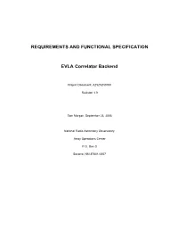 REQUIREMENTS and FUNCTIONAL SPECIFICATION EVLA Correlator