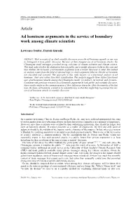 Ad Hominem Arguments in the Service of Boundary Work Among Climate Scientists