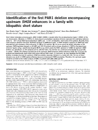 Identification of the First PAR1 Deletion Encompassing Upstream SHOX Enhancers in a Family with Idiopathic Short Stature