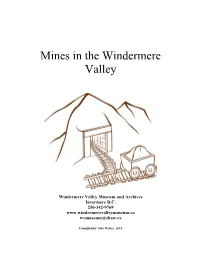Mines in the Windermere Valley