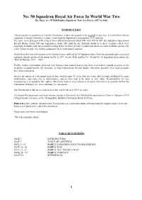 No. 50 Squadron Royal Air Force in World War Two the Diary of a WWII Bomber Squadron- Part 1 to Part 4, 1937 to 1942
