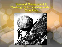 “Pushing” (A.K.A. Messing With…) Your Bees for Honey Production