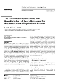 The Dyshidrotic Eczema Area and Severity Index – a Score Developed for the Assessment of Dyshidrotic Eczema
