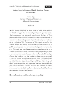 Article Anxiety Level in Students of Public Speaking