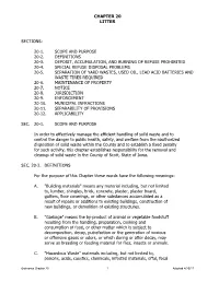 Chapter 20 Litter Sections: 20-1. Scope and Purpose 20-2