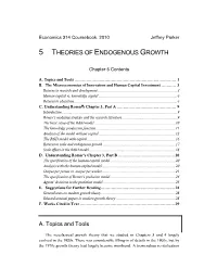 Chapter 5 Theories of Endogenous Growth