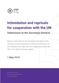Intimidation and Reprisals for Cooperation with the UN Submission to the Secretary-General