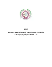 Narendra Deva University of Agriculture and Technology Kumarganj, Ayodhya – 224 229, U.P