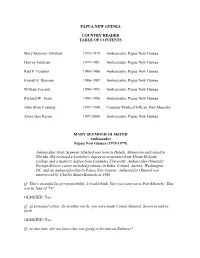 Papua New Guinea Country Reader Table of Contents