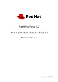 Release Notes for Red Hat Fuse 7.7