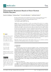 Amperometric Biosensors Based on Direct Electron Transfer Enzymes