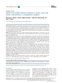 Health and Health-Related Indicators in Slum, Rural, and Urban Communities: a Comparative Analysis