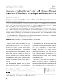 Treatment of Isolated Sternal Fracture with Ultrasound-Guided Paravertebral Nerve Block: a Case Report and Literature Review
