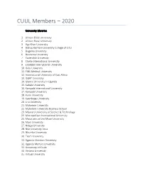 CUUL Members – 2020