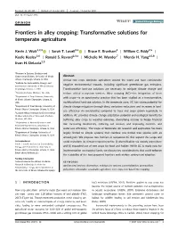 Frontiers in Alley Cropping: Transformative Solutions for Temperate Agriculture