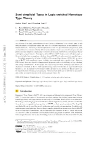Semi-Simplicial Types in Logic-Enriched Homotopy Type Theory