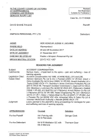 SERIOUS INJURY LIST Case No