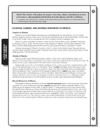 SS6G3 the Student Will Explain the Impact of Location, Climate, Distribution of Natu- Ral Resources, and Population Distribution on Latin America and the Caribbean