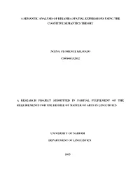 A Semantic Analysis of Kikamba Spatial Expressions Using the Cognitive Semantics Theory